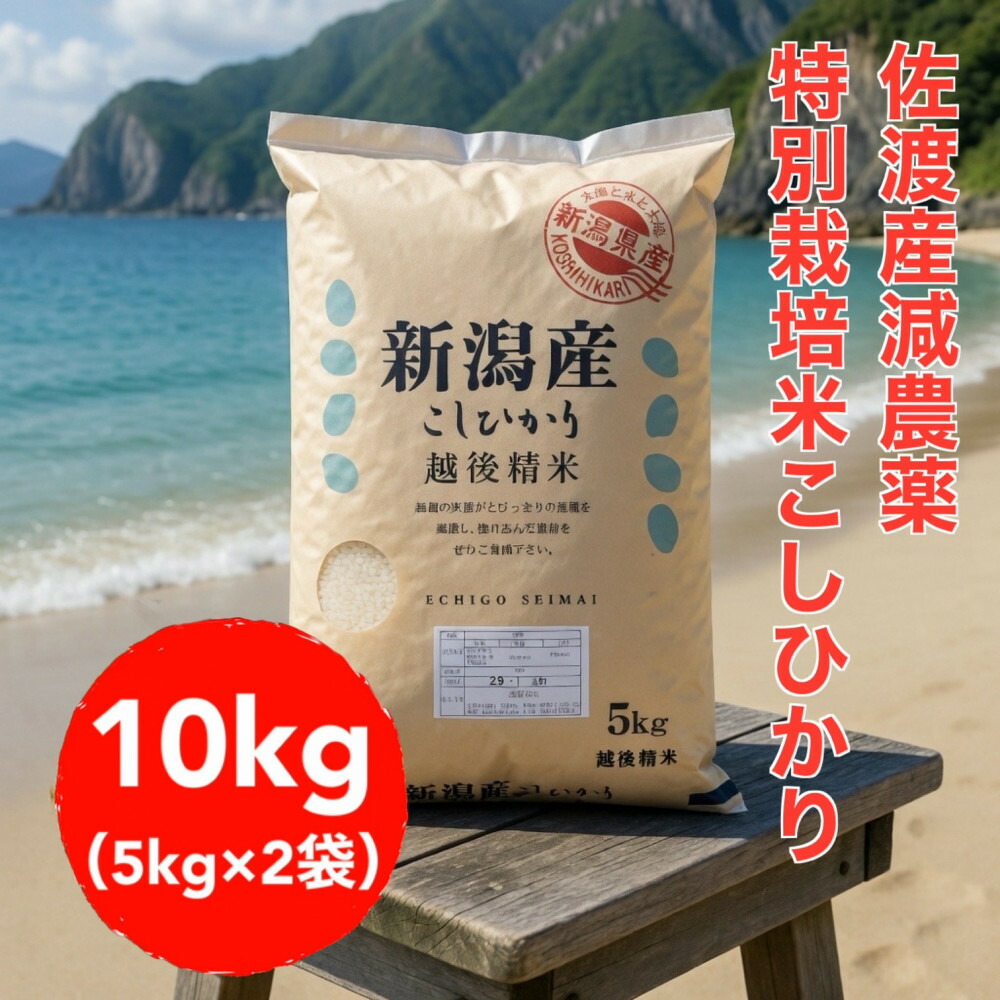 【トキと一緒に育った特別なコシヒカリ】佐渡産 減農薬特別栽培米コシヒカリ 10kg（5kg×2袋）195978-0041