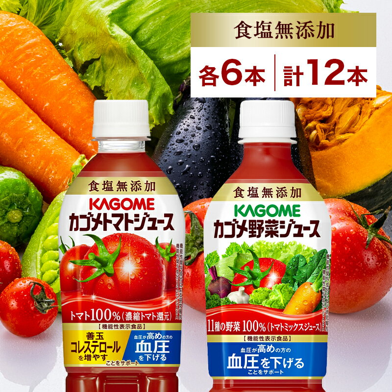 【ふるさと納税】 カゴメ トマトジュース＆野菜ジュース 食塩無添加 スマートPET 720ml 2種 各6本 計12本 栃木県 那須塩原市 トマト 野菜 100％ ジュース 機能性表示食品 食塩不使用 飲料 ドリンク ペットボトル GABA 血圧 コレステロール お取り寄せ ギフト KAGOME 送料無料