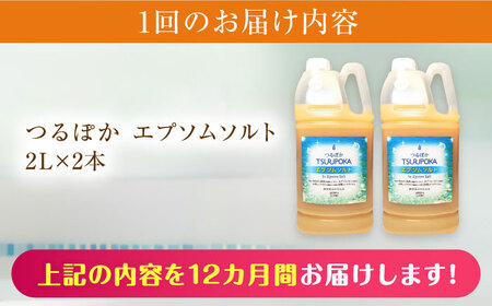 【12回定期便】うるおい入浴液「つるぽかエプソムソルト」 2リットル 2個 / お風呂 酵素風呂 乳酸菌 自然 / 恵那市 / 回生堂[AUAU020]