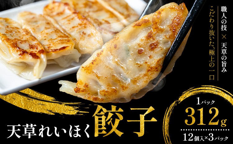 
                  天草れいほく餃子 12個入×3パック 計312g Ethical foods TATSUMI《30日以内に出荷予定(土日祝除く)》 熊本県 苓北町 餃子 惣菜 おかず 送料無料
                