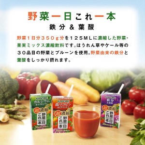 【3ヶ月定期便】カゴメ 野菜一日これ一本 超濃縮 鉄分&葉酸 125ml 紙パック 24本入 （野菜ジュース）