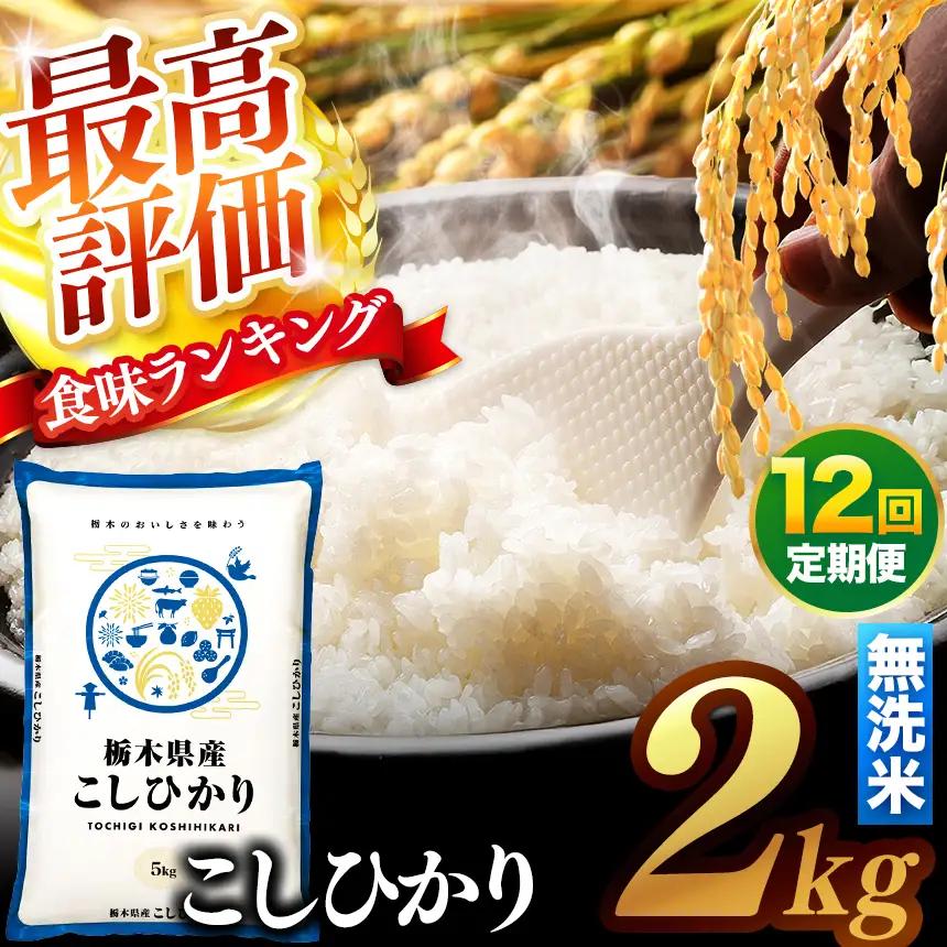 【先行予約】【定期便12回】 ＼無洗米／ 栃木県産コシヒカリ 2kg