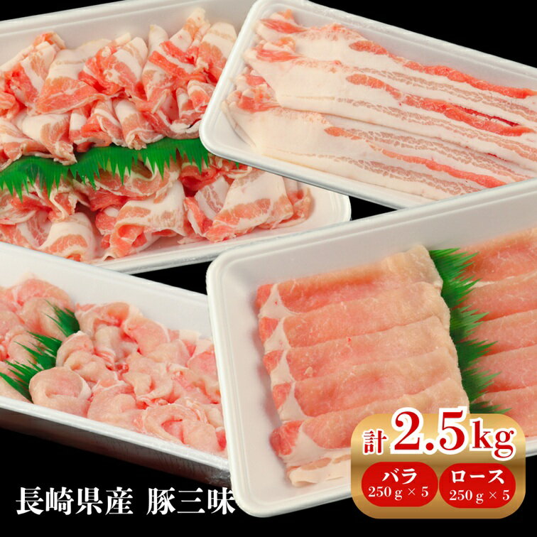 【ふるさと納税】長崎県産 豚三昧 計2.5kg(バラ250g×5・ロース250g×5)