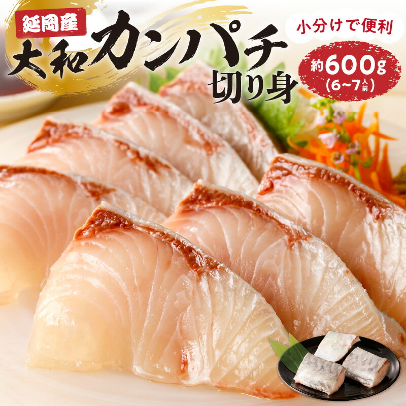 【ふるさと納税】延岡産 大和 カンパチ 切身 約 600g 刺身 ブロック 6人前 ～ 7人前 弾力 食感 鮮度抜群 小分け 便利 活き締め 真空パック 冷凍 保存 グルメ 魚 お魚 魚介 海産物 海鮮丼 しゃぶしゃぶ 大和海商 宮崎県 延岡市 お取り寄せ お取り寄せグルメ 送料無料
