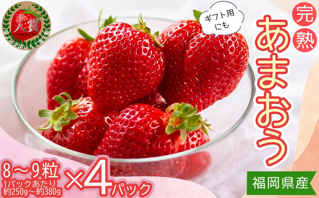 
                  3Z2-S 【先行予約／2027年出荷】暖家のいちご　ギフト用完熟あまおう（８粒～９粒）×4パック
                