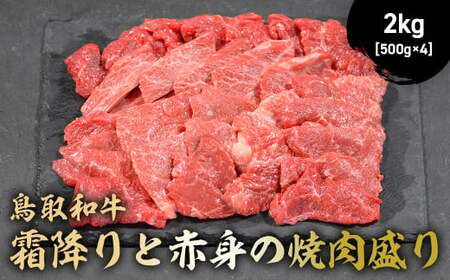 鳥取和牛 霜降りと赤身の焼肉盛り 2kg ( 500g × 4 ) 牛肉 和牛 鳥取和牛 ブランド和牛 焼肉 焼肉用 焼き肉 焼き肉用 焼肉赤身 和牛赤身 霜降り ロース モモ バラ 黒毛和牛 KR1465