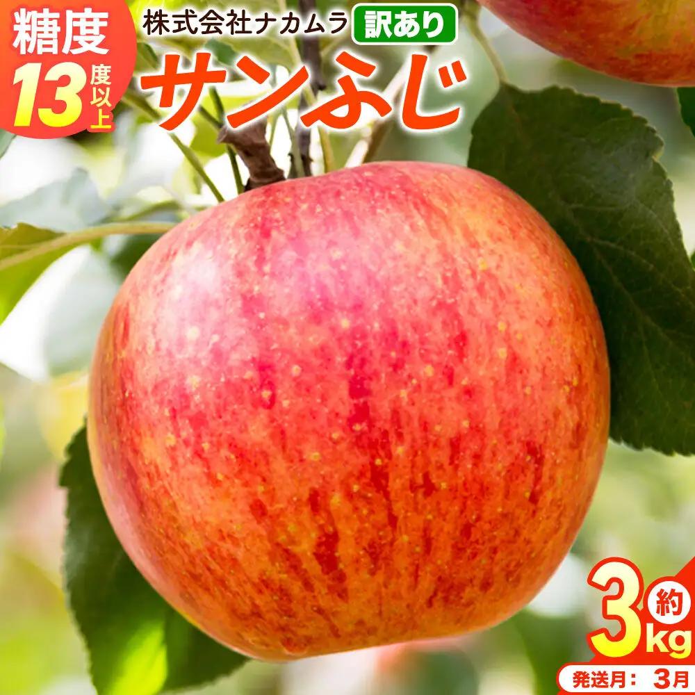 【27年3月クール便発送】りんご サンふじ【訳あり】約3kg（8～13玉程度）糖度13度以上 先行受付 青森県産 林檎 リンゴ 果物 くだもの フルーツ 青森県 弘前市 不揃い 規格外