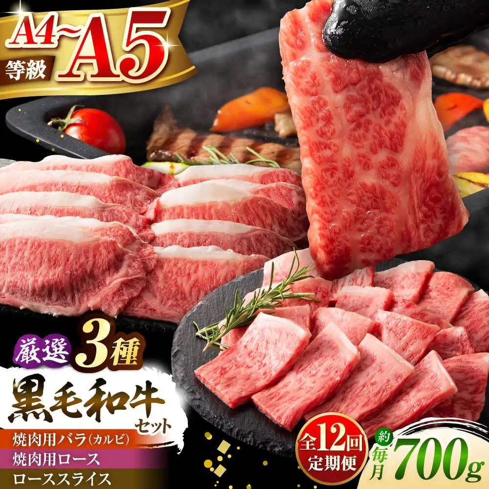 全12回定期便 くまもと黒毛 和牛 藤彩牛厳選3種の食べ比べ計700g 3902 BHAD044 焼肉