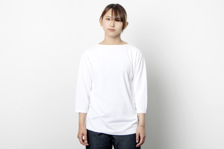 C-335 ドライボートネックカットソー七分袖 MADE IN IWAMI (WHITE)