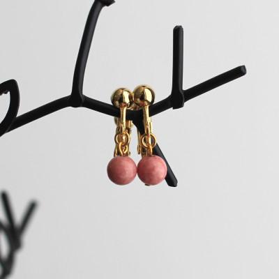 ふるさと納税 野田村 バラ輝石　イヤリング(ゴールド) |  | 01