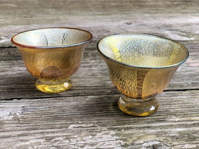 ガラス工芸品 銀彩 飴釉酒器(片口・盃2個) 宮澤ガラス IB095-002 酒器 酒器
