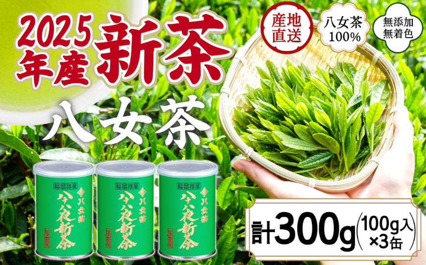 
            2025年産 八女茶 八十八夜新茶 産地の香りを閉じ込めたお茶の缶詰 100g×３缶 ＜岩崎園製茶＞
          