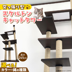 スケルトンキャットタワー XLB-P（高さ245cm） _ キャットタワー スケルトン 突っ張り型 猫 猫用 透明 クリアボウル 家具調仕上げ インテリア 重厚感 高級感 多頭飼い おすすめ 運動不足解消 ストレス解消 安心 安全 耐久性 組立式 受注生産 日本製 国産 ペット用品 お取り寄せ 福岡県 久留米市 送料無料 _Qx089-02