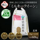 【ふるさと納税】【先行予約】【令和7年産 新米】《定期便12回》 特別栽培米 ミルキークイーン 玄米 5kg （計60kg） 農薬不使用 化学肥料不使用 ／ 高品質 鮮度抜群 福井県産 ブランド米 あわら産 ブランド米 ※2025年10月上旬以降順次発送