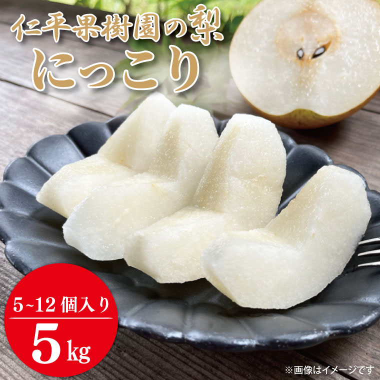 【ふるさと納税】【先行予約】【数量限定】仁平果樹園の梨 「にっこり」5kg (5個～12個) (10月上旬より順次配送) | 果物 新鮮 フルーツ ギフト 梨 ナシ 益子町産梨 甘い あまい 糖度11.5以上 糖度保証 果汁 果肉 栃木県 益子町 (DB005)