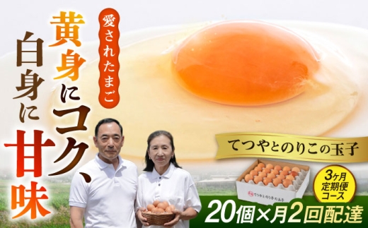 《月2回 × 20個  3ヶ月コース》【7日・21日ごろ出荷】卵 てつやとのりこの玉子  全6回定期便 糸島市 / 板垣ファーム 卵 たまご 玉子 鶏卵 卵かけご飯 便利 定期便 定期購入 [AWD012-1]