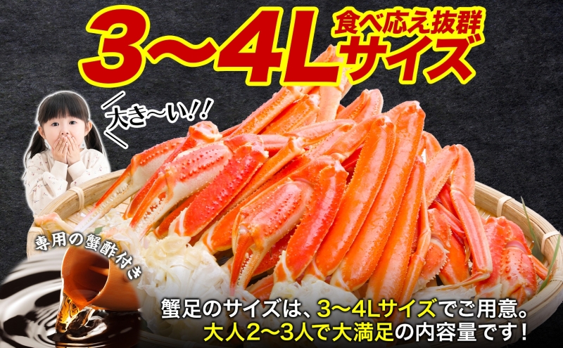 【無地熨斗】ズワイガニ足 1kg前後  約2-3人前 蟹酢付き【昆布塩加工 ボイル かに カニ ズワイガニ 脚 北国からの贈り物】 015B382-1