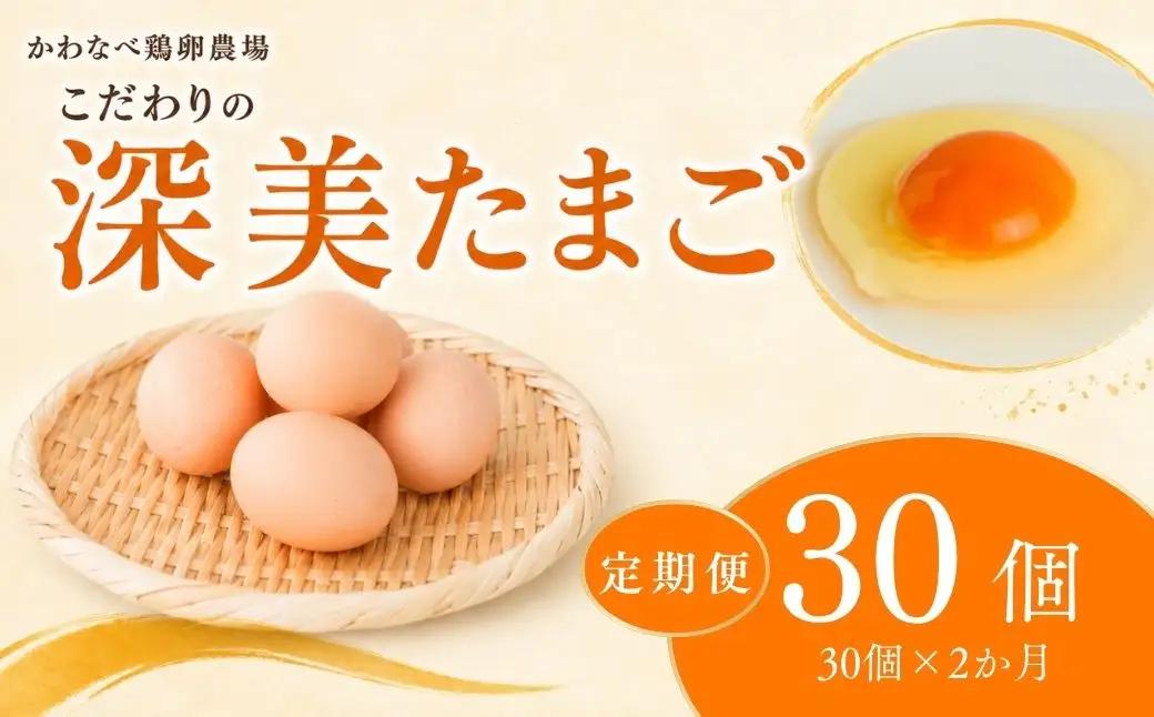 【定期便 30個×2ヶ月】かわなべ鶏卵農場のこだわりのたまご 深美たまご 青梅市