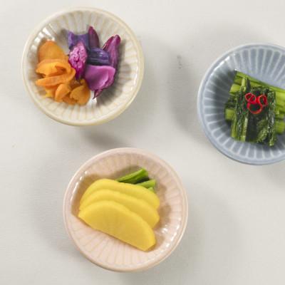 ふるさと納税 瑞浪市 【美濃焼/みずなみ焼】しのぎプレートS・小皿3枚セット　おふけイエロー |  | 01