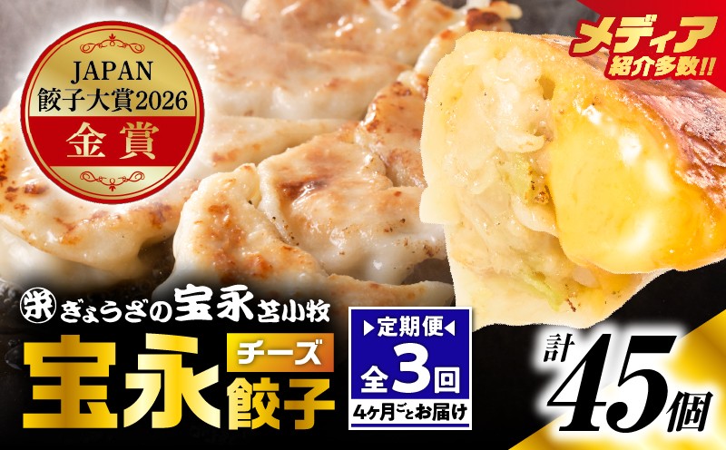 
                  【定期便・全3回 4ヶ月毎】【JAPAN餃子大賞2026（TM） 通販餃子 金賞受賞】手包み餃子 ぎょうざの宝永 チーズ餃子15個セット（チーズ餃子15個入×1袋）　T004-T08-01-01
                