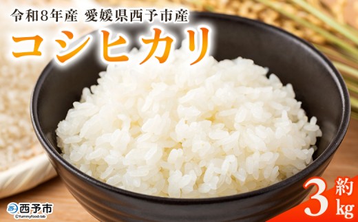 新米＜令和8年産 コシヒカリ 3kg＞国産 愛媛県産 宇和町産 宇和米 こしひかり お米 米 コメ こめ 白米 精米 ご飯 新鮮 3キロ 特産品 大塚農園 愛媛県 西予市【常温】『2026年10月・11月頃から順次発送予定』