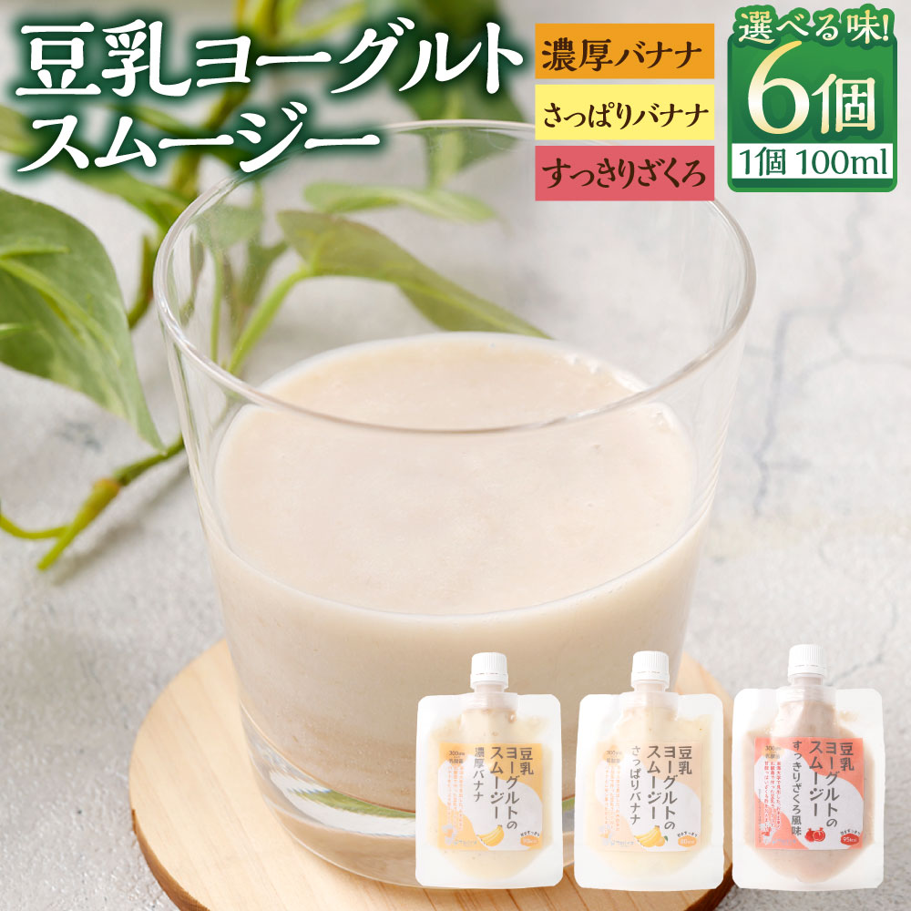 【ふるさと納税】＜選べる味＞豆乳ヨーグルトスムージー 計600g（100g×6個入） 濃厚バナナ / さっぱりバナナ / すっきりざくろ スムージー フルーツ くだもの 果物 果実 ザクロ ばなな ドリンク 飲料 乳酸菌 乳飲料 健康 美容 冷凍 九州 熊本県 送料無料