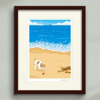 ふるさと納税 茅ヶ崎市 湘南・茅ヶ崎で描く、海を感じるイラストアート『ジークレーアートフレーム　SL-04』(小:八つ切)