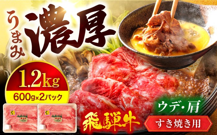 
            飛騨牛 うで・肩 すきやき用 スライス 1200g（600g×2）【有限会社マルゴー】小分け 霜降り A5等級 和牛 [MBE025]
          