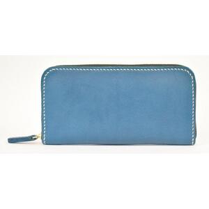 栃木レザー使用｜やわらか本革ラウンドジップ長財布｜Round zip wallet 02｜ブルー｜minca（全6色）