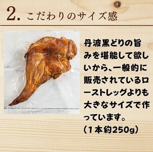 地鶏 丹波黒どり ローストレッグ ４本セット【250g×4本 計1kg】京都亀岡丹波山本《ローストチキン 鶏 鶏肉 業務用 訳あり 温めるだけ 簡単調理 国産鶏 国産鶏肉 京都府産鶏肉 京都産鶏肉 地