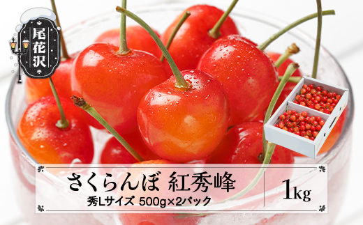 先行予約 さくらんぼ 紅秀峰 秀Lサイズ 1kg バラ詰め 化粧箱 (500gx2)  2025年産 令和7年産 山形県産 ns-bsslb1
