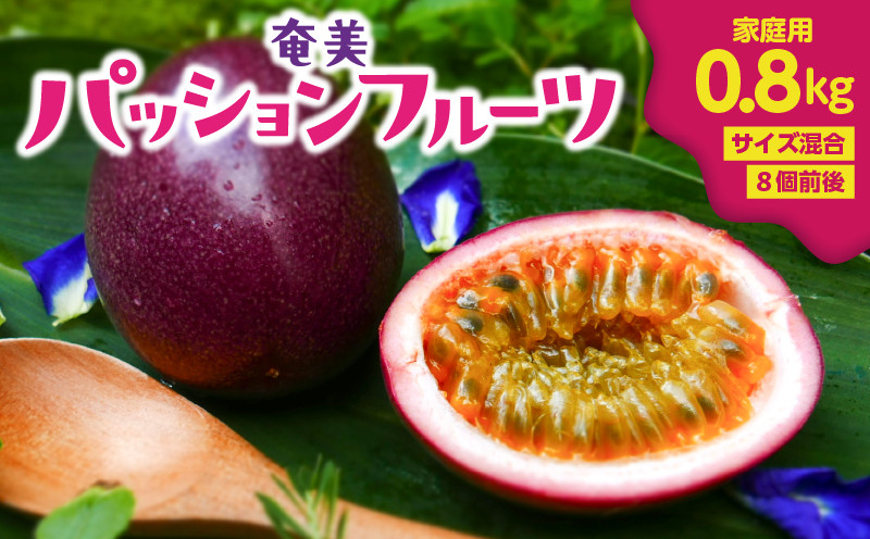 
            【2026年先行予約】奄美パッションフルーツ 0.8kg 家庭用（サイズ混合）（8個前後）　A135-001
          