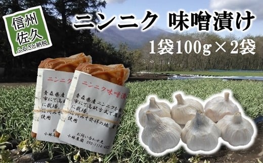 ニンニク味噌漬け200g（100g×2袋）＜沖縄・離島は配送不可＞にんにく 無農薬 ホワイト六片種 安養寺味噌 信州味噌 【 漬物 長野県 信州 佐久市】