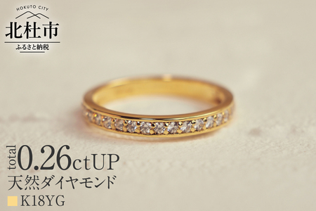 K18 0.26ctUP 天然ダイヤモンド　ハーフエタニティリング リング ダイヤモンド 指輪 アクセサリー K18 0.26ctUP 天然ダイヤモンド ハーフエタニティリング 鑑別書付 保証書付 ジュエリーケース付 プレゼント