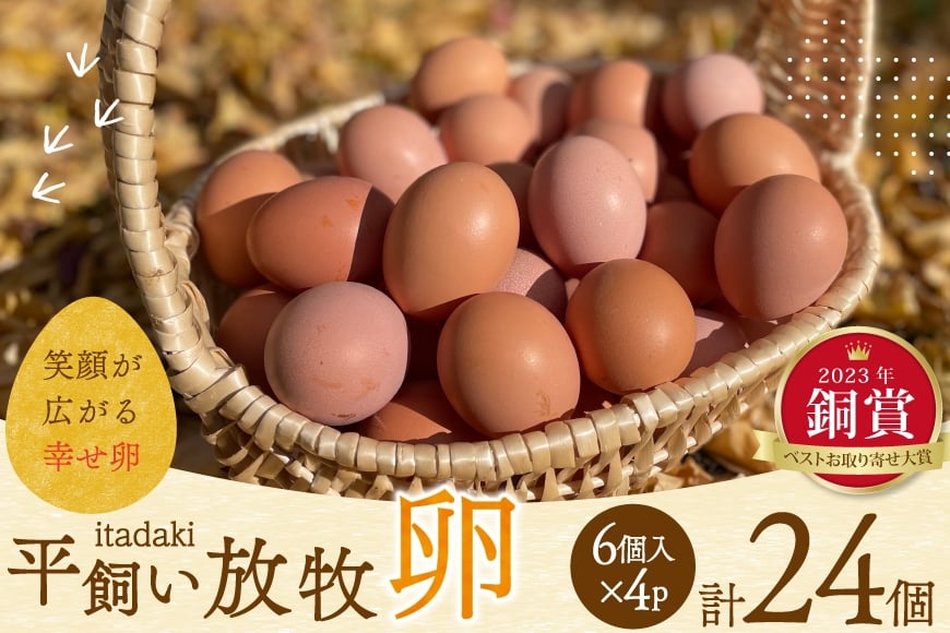
            卵 平飼い たまご タマゴ 玉子 新鮮 平飼い放牧卵「itadaki」4パック  総計24個 [ナチュラルエッグラボ 長崎県 平戸市 hr42bgy420096] 鶏卵 オーガニック 放し飼い お取り寄せ 人気
          