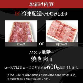 牛肉 飛騨牛 焼き肉 セット ロース 又は 肩ロース 600ｇ 黒毛和牛 Ａ5 美味しい お肉 牛 肉 和牛 焼肉 BBQ バーベキュー 【岐阜県池田町】