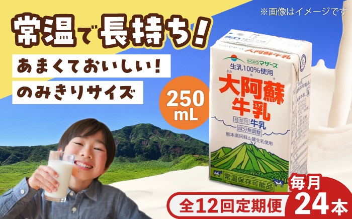 
                  【全12回定期便】大阿蘇 牛乳 250ml(24本入り) / 牛乳 大阿蘇牛乳 熊本 熊本牛乳 ぎゅうにゅう 牛乳 無調整 自然 らくのう 牛乳パック パック牛乳 成分無調整牛乳 ミルク みるく カルシウム 乳製品 生乳 常温保存 長期保存 送料無料 熊本県 菊陽町 国産 九州 紙パック 【合同会社 たべたせいか】[BHBY024]
                