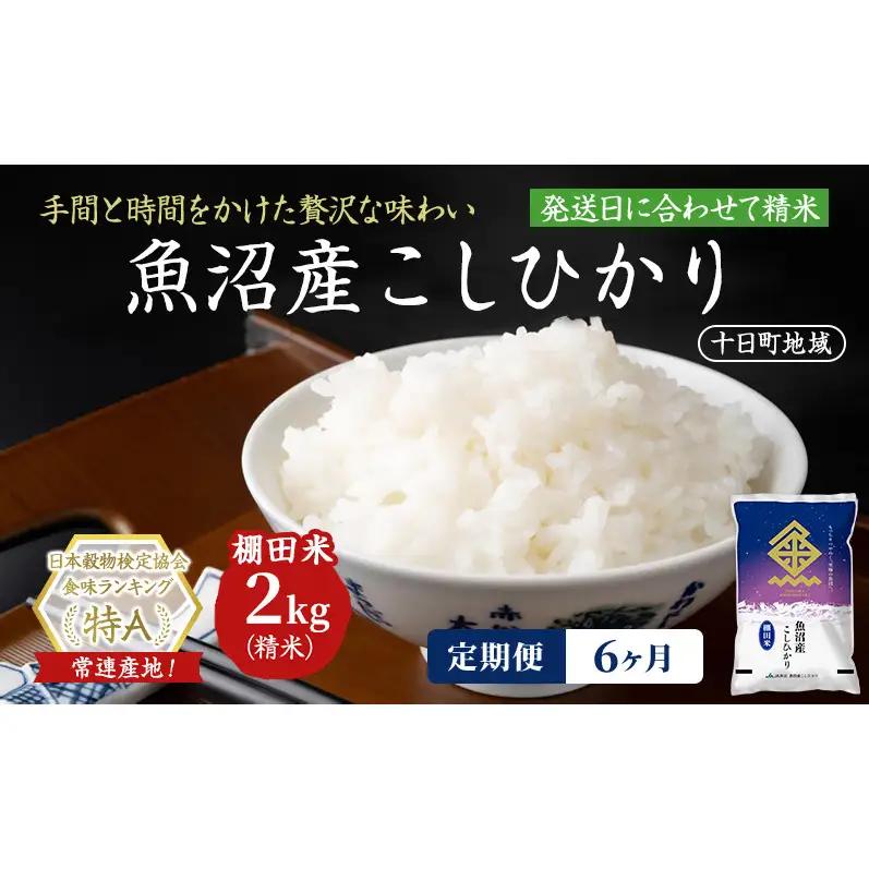 【令和8年産 先行予約】【6ヶ月定期便】魚沼産こしひかり 棚田米(十日町地域) 精米 2kg 米 お米 コシヒカリ 定期 十日町市