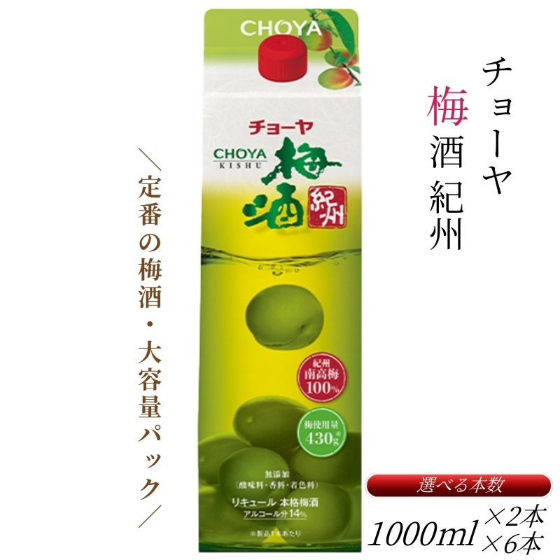 【ふるさと納税】 チョーヤ梅酒 紀州 1000ml紙パック×2本 or 1000ml紙パック×6本(1ケース)