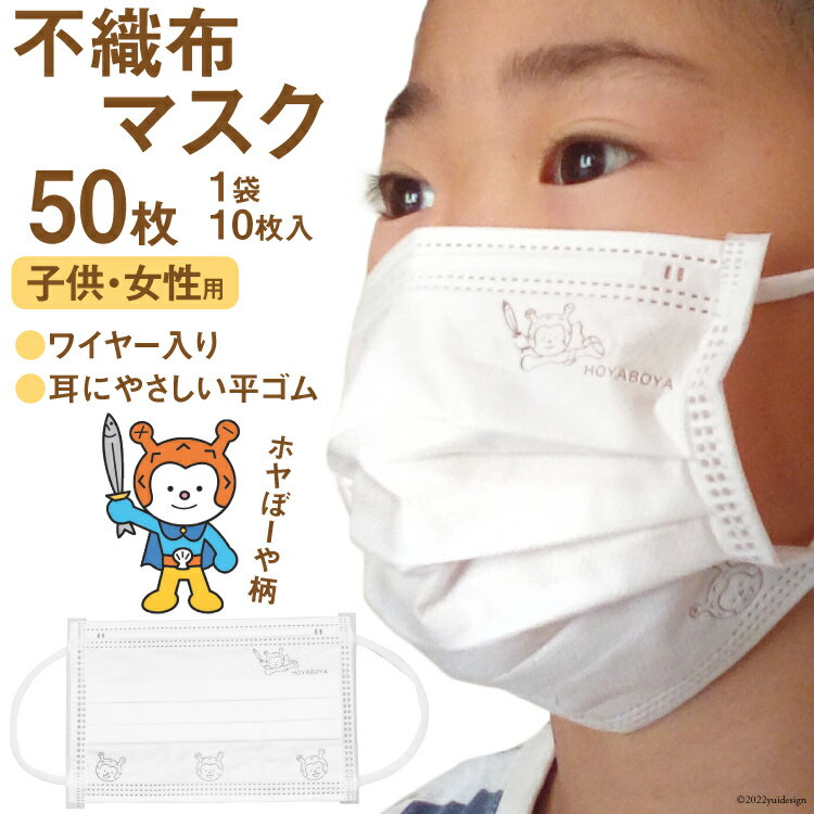 【ふるさと納税】【ホヤぼーやマスク】 不織布マスク 女性用 子供用 計50枚 10枚入 ×5袋 [気仙沼市物産振興協会 宮城県 気仙沼市 20565242] マスク 不織布 ワイヤー入り 小さめ 小さめサイズ 子ども 子供 キッズ キャラクター