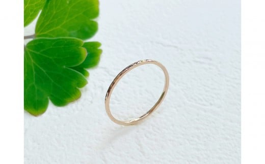K18ピンクゴールド 丸つち目 極細リング（ハンドメイド）【サイズ：1号】