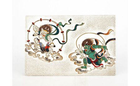 パスポートケース 文庫屋大関 風神雷神 マルチケース パスポートケース【皮革工芸品】