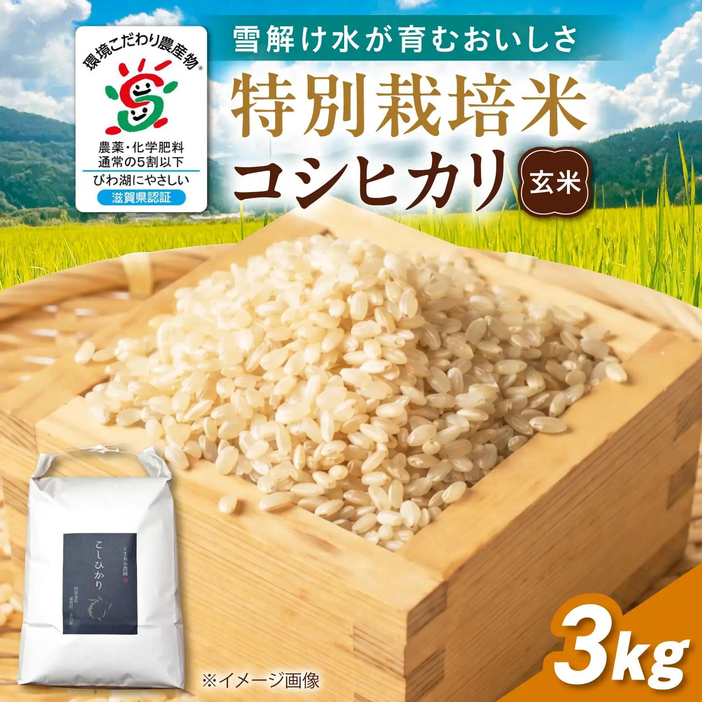 特別栽培米コシヒカリ3kg 玄米 滋賀県長浜市/くさおか農園[AQEB004]