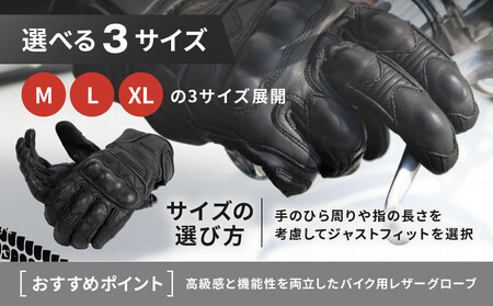【デグナー】プロテクター付きレザーグローブ　ブラック [TG-94]【サイズXL】