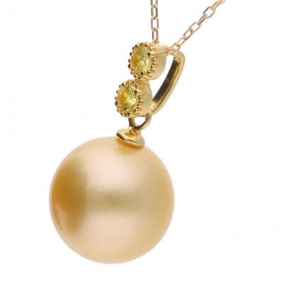 ふるさと納税 神戸市 【鞠】ゴールデンパール イエローサファイア K18 イエローゴールド ペンダントトップ |  | 01