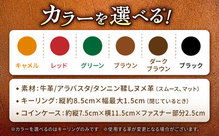 蹄鉄ラウンドファスナーコインケース(ブラウン)＆蹄鉄バックルキーリング ダークグリーン