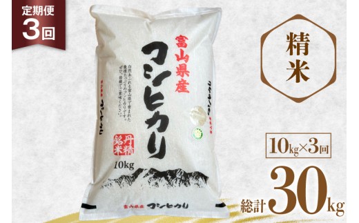 米 令和8年産 コシヒカリ 精米 10kg 3回 定期便 [サンライス青木 富山県 朝日町 34310557] お米 おこめ こめ kome コシヒカリ 精米 定期 10キロ 3ヶ月 令和8年 ごはん