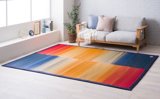 デニム×いぐさラグ Fジョイ 140cm×200cm RE（レッド） ラグ ラグマット いぐさ い草 イグサ い草ラグ デニム生地 福岡県 柳川市