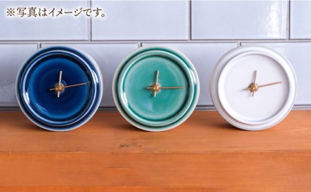 タイルと木のシンプルな手作り時計 TILE WOOD CLOCK 壁掛け・置き時計 『グリーン』【杉浦製陶】 インテリア 雑貨 おしゃれ [TAO016]