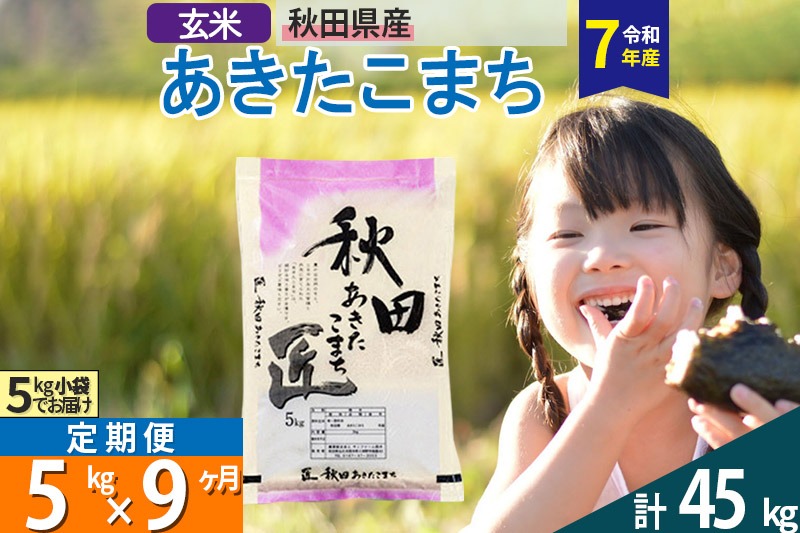 【玄米】＜令和7年産＞ 《定期便9ヶ月》秋田県産 あきたこまち 匠 5kg (5kg×1袋)×9回 5キロ お米 |02_snk-020309s